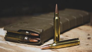 brass colored bullets in magazine