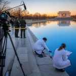 Trump Says Arrests as Reflecting Pool Turns Blue, Scientists Doubt