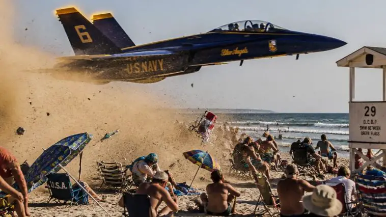 Navy Opens Safety Review After Blue Angels Jet Blows Chairs on Beach