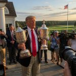 President Trump Flaunts Two Trophies After 2‑Under 70 at Bedminster