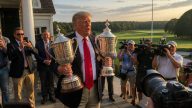 President Trump Flaunts Two Trophies After 2‑Under 70 at Bedminster