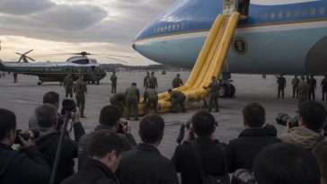 Emergency Slide Deploys on President Donald Trump's Air Force One